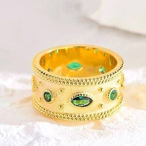 Gold Plated Peridot Zircon Band Ring